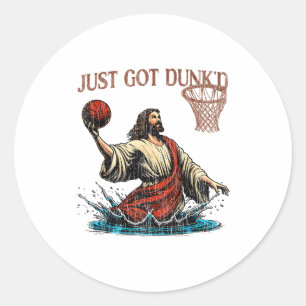 Net Gedonderd Grappige Doop Jezus Christelijke Man Ronde Sticker