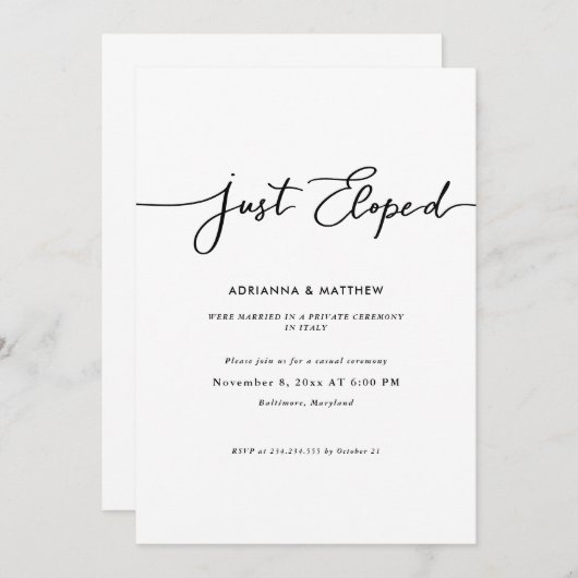 Net geëlimineerd eenvoudige script handgeschreven  kaart (Voorkant / Achterkant)