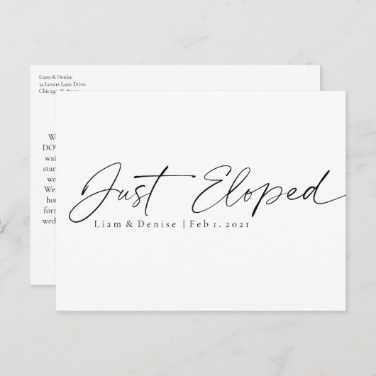 Net geëlimineerd Elegant Script Minimal aankondigi Briefkaart (Voorkant / Achterkant)