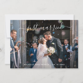 Net gehuwde Elegant Script Photo Elopement Aankondiging