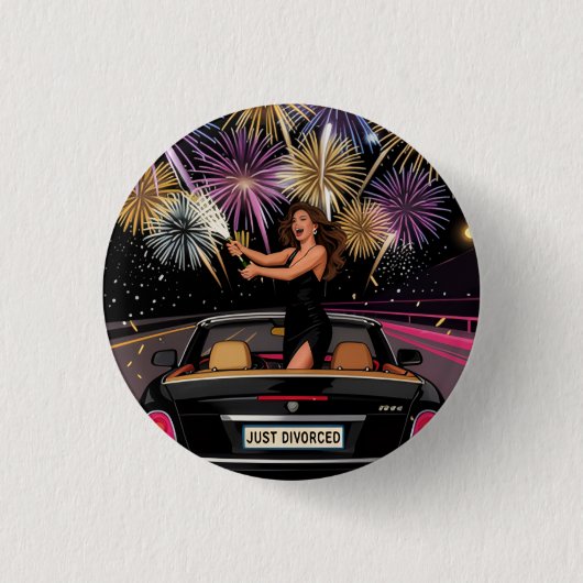 Net Gescheiden Feest Knop, Echtscheidingsfeest Ronde Button 3,2 Cm (Voorkant)