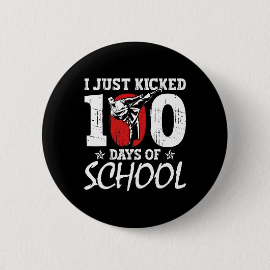 Net geschopt 100 dagen van school Martial Arts Kar Ronde Button 5,7 Cm (Voorkant)