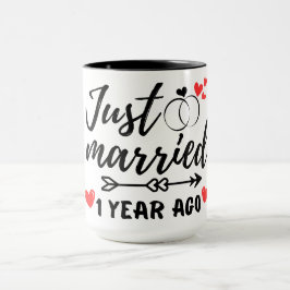 Net getrouwd 1 jaar geleden, 1e bruiloft Jubileum Mok