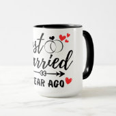 Net getrouwd 1 jaar geleden, 1e bruiloft Jubileum Mok (Voorkant rechts)