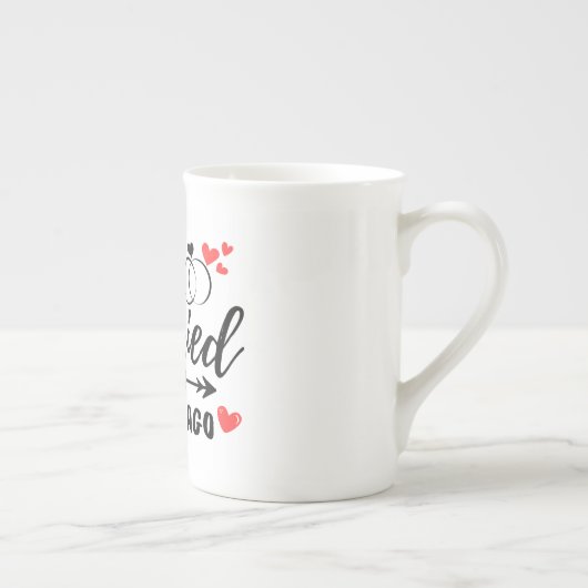 Net getrouwd 1 jaar geleden, 1e bruiloft Jubileum Porselein Kop (Rechts)