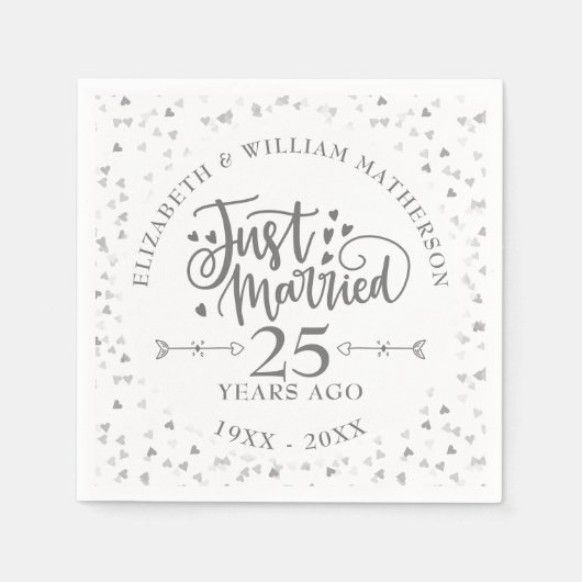 Net getrouwd 25e bruiloft Jubileum Servet (Voorkant)