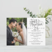 Net getrouwd 25e Jubileum trouwfoto Kaart (Staand voorkant)