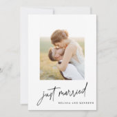 Net getrouwd 2-foto bruiloft elopement aankondiging (Voorkant)