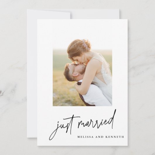 Net getrouwd 2-foto bruiloft elopement aankondiging (Voorkant)