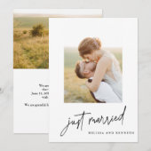 Net getrouwd 2-foto bruiloft elopement aankondiging (Voorkant / Achterkant)