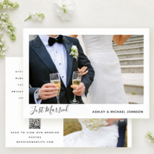 Net getrouwd 2 foto QR code Elopement bruiloft Aankondiging