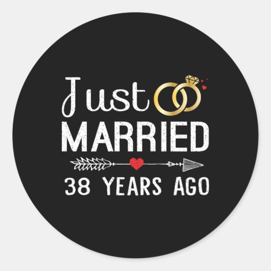 Net Getrouwd 38 Jaar Geleden 38ste Verjaardag Voor Ronde Sticker (Voorkant)