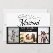 Net getrouwd 3 foto bruiloft aankondiging (Voorkant)