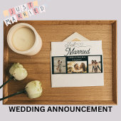 Net getrouwd 3 foto bruiloft aankondiging