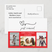 Net getrouwd 3 foto bruiloft aankondiging briefkaart (Voorkant / Achterkant)