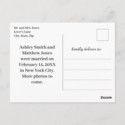 Net getrouwd 3 foto bruiloft aankondiging briefkaart (Achterkant)