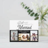 Net getrouwd 3 foto elopement aankondiging briefkaart (Staand voorkant)