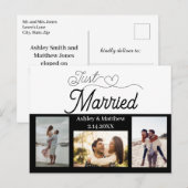 Net getrouwd 3 foto elopement aankondiging briefkaart (Voorkant / Achterkant)