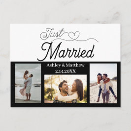 Net getrouwd 3 foto elopement aankondiging briefkaart