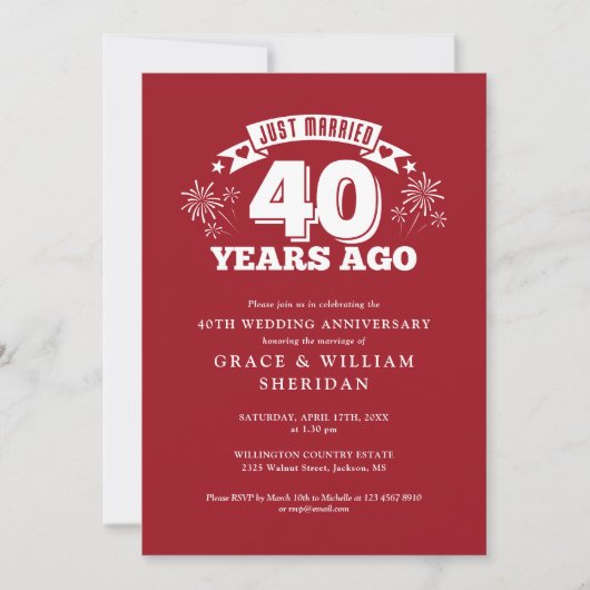 Net getrouwd 40e bruiloft Jubileum Kaart (Voorkant)