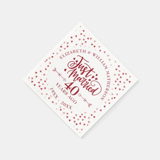 Net getrouwd 40e bruiloft Jubileum Servet (Hoek)
