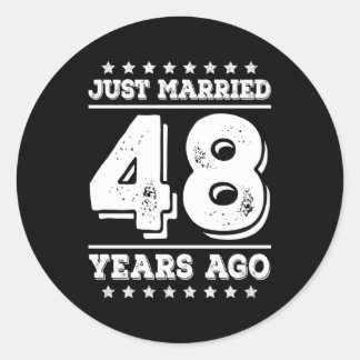 Net getrouwd 48 jaar geleden 48ste bruiloft Jubile Ronde Sticker