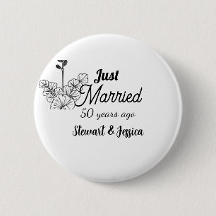 Net getrouwd 50 jaar geleden huwelijksjubileum ronde button 5,7 cm