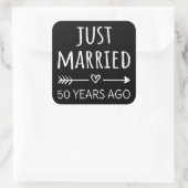 Net getrouwd 50 jaar geleden I Vierkante Sticker (Tas)
