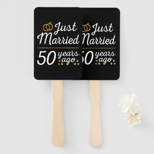 Net getrouwd 50 jaar geleden II Handwaaier (Voorkant en achterkant)