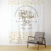 Net getrouwd 50e bruiloft Jubileum achtergrond Wandkleed (In situ)