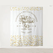 Net getrouwd 50e bruiloft Jubileum achtergrond Wandkleed (Voorkant)