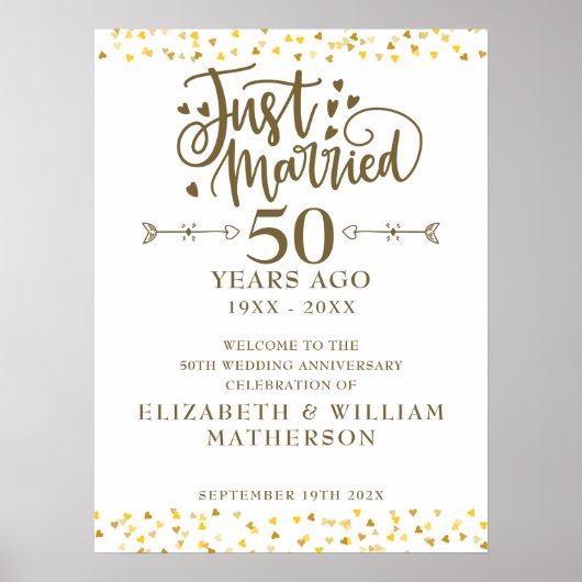 Net getrouwd 50e bruiloft Jubileum welkomstbord Poster (Voorkant)