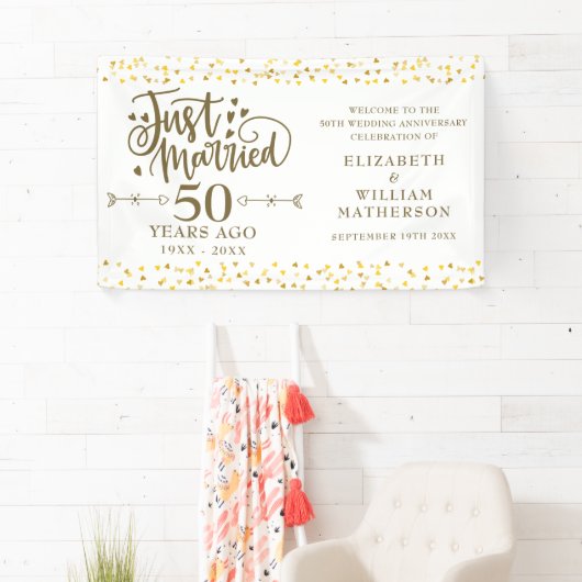 Net getrouwd 50e bruiloft Jubileum welkomstbord Spandoek (Insitu)