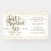 Net getrouwd 50e bruiloft Jubileum welkomstbord Spandoek (Horizontaal)