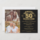 Net getrouwd 50e Jubileum 2 Foto Gold Black Kaart (Voorkant)