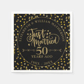 Net getrouwd 50e Jubileum zwart en goud Servet (Voorkant)
