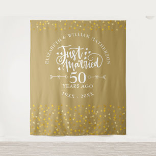 Net getrouwd 50ste bruiloft Jubileum Gold Wandkleed