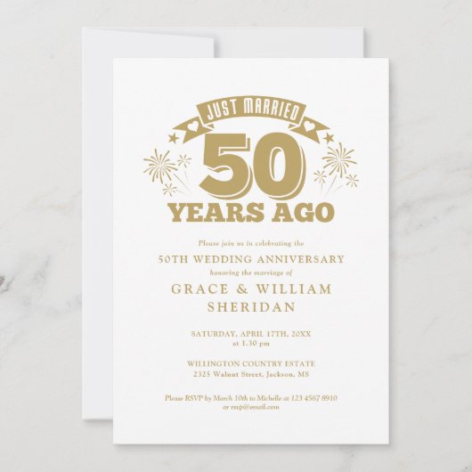 Net getrouwd 50ste bruiloft Jubileum Kaart (Voorkant)