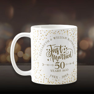 Net getrouwd 50ste huwelijksjubileum Gouden Harten Koffiemok