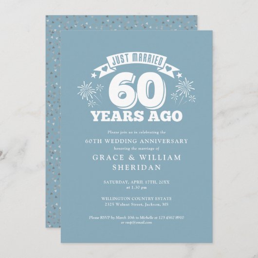 Net getrouwd 60e bruiloft Jubileum Kaart (Voorkant / Achterkant)