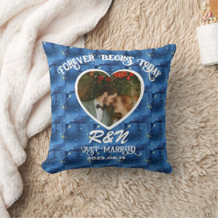 Net Getrouwd Aangepaste Foto & Naam Fleece Deken Kussen