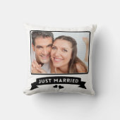 Net getrouwd aangepaste trouwfoto kussen (Voorkant)