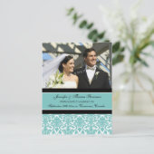 Net getrouwd aankondiging foto Briefkaarten Blauwg (Staand voorkant)