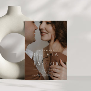 Net getrouwd Ampersand verweven 2 foto bruiloft Kaart