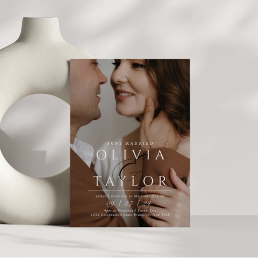 Net getrouwd Ampersand verweven 2 foto bruiloft Kaart