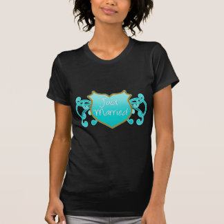 Net getrouwd Aqua en Gold Shield met bloeit T-shirt