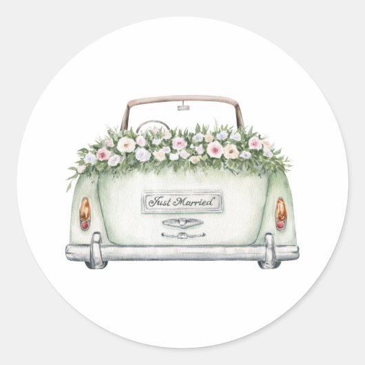 Net Getrouwd Auto Aquarel Sticker (Voorkant)