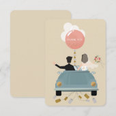 Net getrouwd auto bruiloft dank u kaart. bedankkaart (Voorkant / Achterkant)