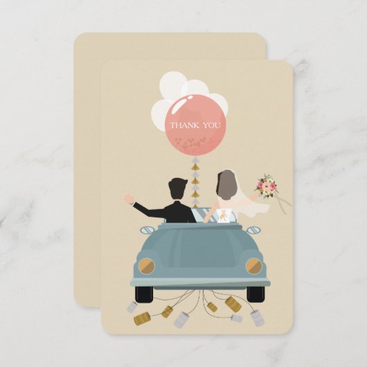 Net getrouwd auto bruiloft dank u kaart. bedankkaart (Voorkant / Achterkant)