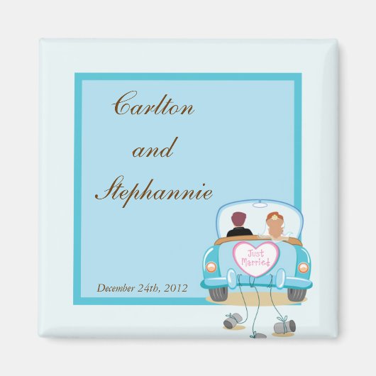 Net getrouwd auto bruiloft magneet gunst (Voorkant)